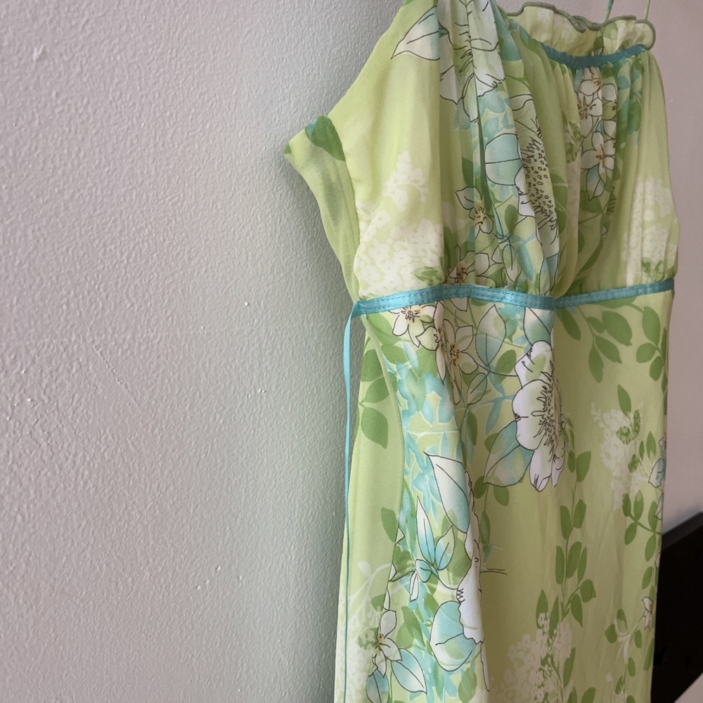 Green Floral Midi Slip Dress - Lightweight Summer Dress - Picture 4 of 9